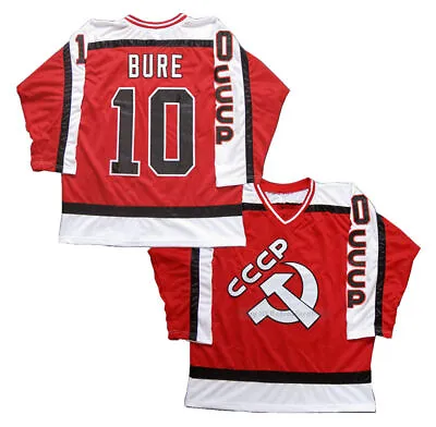 80's Pavel Bure #10 Team Russia CCCP Hockey Jerseys Hip Hop Stitched Custom Name • $44.90