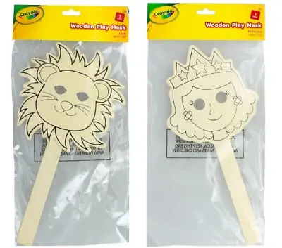 Children Kids Christmas Art And Craft Crayola Wooden Play Mask - Lion/Princess  • £2.95