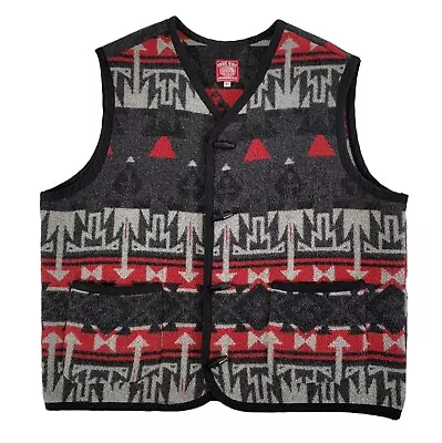 Vintage True Grit Mens Southwestern Aztec Vest Wool Blend Size L Large Gray Red • $29.99