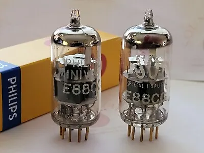 Philips Miniwatt SQ E88CC 6922 Preamp Tubes Matched Pair - Holland 1966 - NOS • $244
