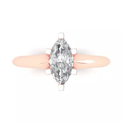 1.0 Ct Marquise Designer Statement Bridal Classic Ring 14k Rose Gold Moissanite • £283.03