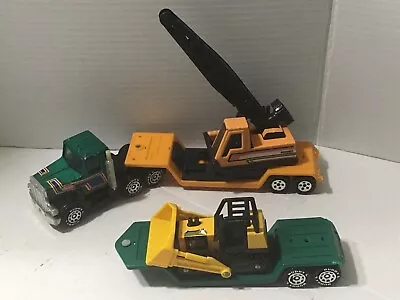 Vintage 70’s & 80’s Buddy Toy Semi Truck Lowboy  Peterbilt Dozer Crane Combos • $52