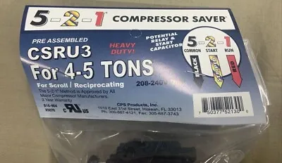 5-2-1 CSRU3 Compressor Saver HD Potential Relay & Hard Start Capacitor 4-5 Tons • $45