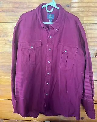 VINTAGE Guide Gear Chamois Shirt Adult 3XL Maroon Button Up Long Sleeve Thick • $26.09
