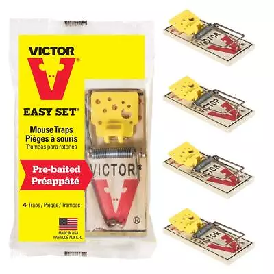 Victor Easy Set Mouse Trap 4 Pack M033 - Wooden Easy Set Mouse Trap - Prebaited • $6.02