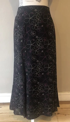 £16.99 • Buy JAEGER Fabulous 100% Silk Black Floral Maxi Slip Skirt Size 10-12 VGC