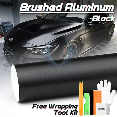 Premium Brushed Aluminum Black Steel Vinyl Wrap Sticker Film Decal Air Release • $240.98