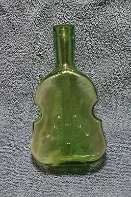 Vintage Light Green Violin Cello Glass Figural Bottle Bud Vase Hand Made 5.5 In • $13.99