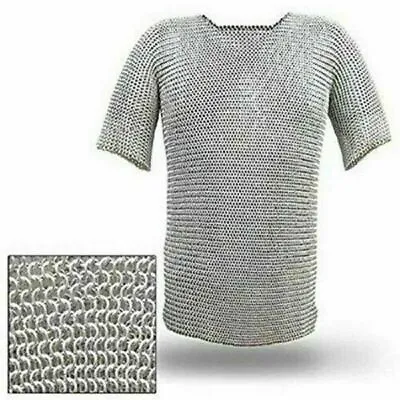 Medieval Butted Chain Mail Haubergeon Aluminum Chainmail Shirt Reenactment • £48.67