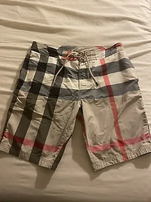 Burberry Brit Exploded Nova Check Plaid Cotton Blend Swim Trunks Men’s Size M • $299.99