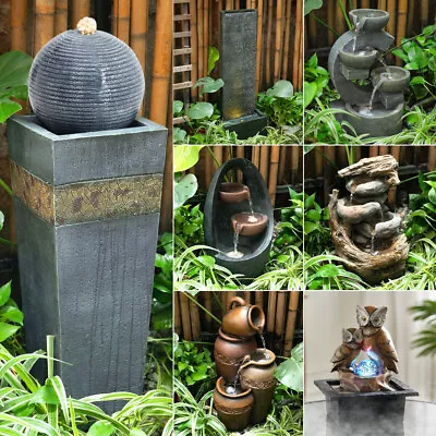 £85.95 • Buy Cascading Water Feature Fountain Waterfall Lights Outdoor Garden Electric Statue