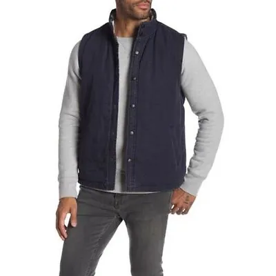 $18.44 • Buy Union Denim Mens Cameron Snap Button Quilted Vintage Twill Vest Washed Navy Blue