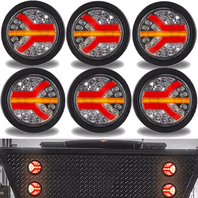 6x 4  Round LED Tail Light Flowing Turn Signal Stop Brake Lamp Truck Trailer Ute • $66.49