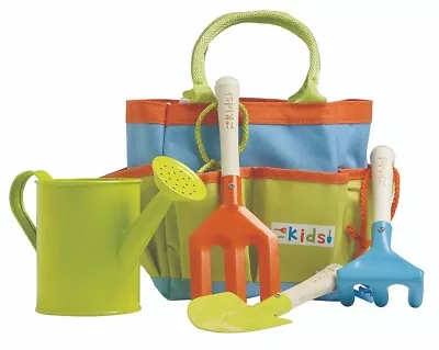 Kids Gardening Tool Kit Set Outdoor Rake Fork Spade Watering Can Bag 4720000 • £16.99