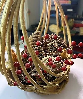 Vintage One Of A Kind Hand Woven Basket With Assorted Varieties Of Pine Cones • $50