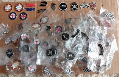 £60 • Buy Joblot 56 Motorcycle Badges BSA Vincent IOM TT British Biker Royal Enfield Bike