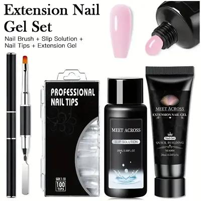 MEET ACROSS 4PC Nail Kit Acrylic Extension Gel UV LED Quick Building Starter Set • $2.49