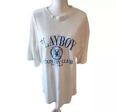 Playboy X Missguided Oversized Terry Cloth  White  Swim Cover Up Shirt Size 6 • £37.03