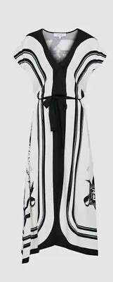 NSRP $465 Reiss Heidi Scarf Print V-Neck Belted Midi Dress Size 6  New With Tags • $135