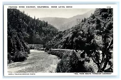 Postcard CA Feather River Hwy River Level Scene Sierras Shell Touring Service • $9.99