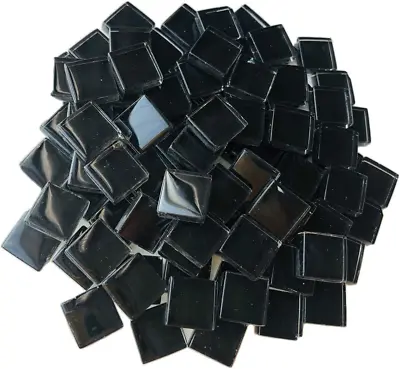 Mosaic Tiles Squares Black Crystal Mosaic Glass Tile For Crafts Bulk DIY Picture • $12.99