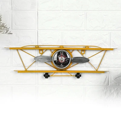 £41.96 • Buy Retro Wall Clock Airplane Head Wrought Iron Ornament Home Office Decor Craft Art