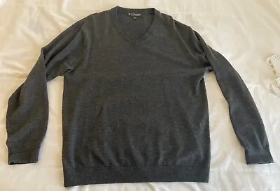 Hart Schaffner Marx Wool Sweater Men's Large Gray Extra Fine Merino Soft Light • $29