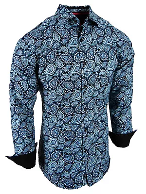 Mens Shirt Colorful Paisley Floral Western Fashion Print Slim Fit Button Dress 2 • $29.95