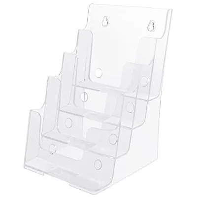 Kurtzy Clear A4 Plastic Brochure Holder - 4-Tier Counter/Desktop & Wall Mounted • £61.99