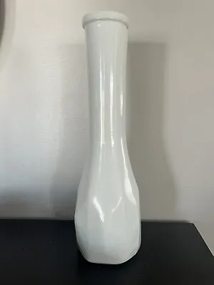 Vintage 9  E.O. Brody White Milk Glass Bud Vase Geometric Pattern • $4