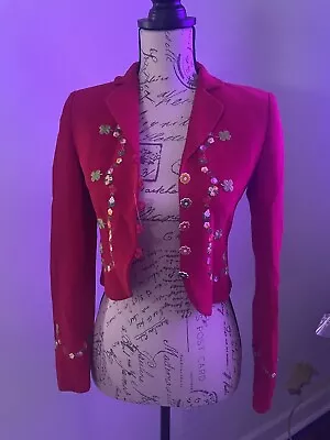 Moschino Cheap And Chic Red Blazer Embroidered Floral And Buttons Size 4 • $499.99