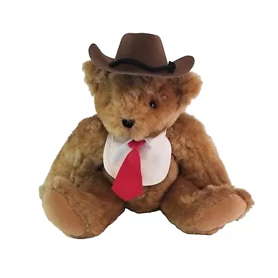 The Vermont Teddy Bear Company Vintage Cowboy Hat Tux Red Tie Plush Jointed Bear • $16.56