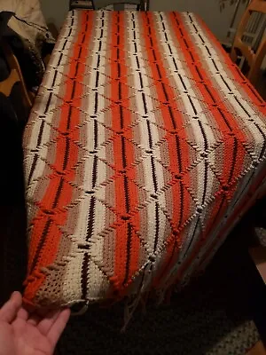 Vintage Retro Style Southwestern Knitted/crocheted Granny Afghan 50 By 84 • $20