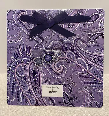 Vera Bradley Purple Magnet Memo Board Deep Night Paisley 11x11 3 Magnets&Ribbon • $14.90