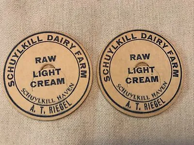 2 SCHUYLKILL DAIRY FARM Vintage Milk Caps A.T. RIEGEL SCHUYLKILL HAVEN PA. • $17.95