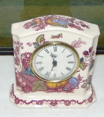 Masons Ironstone Fruit Basket Mantel Clock Quartz Movement Good Working Order • £35