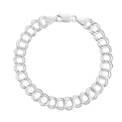 925 Sterling Silver 9MM Double Link Charm Bracelet Chain For Men And Women -7.5  • $17.99