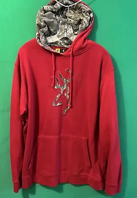 Browning Men’s Size XL Red Buck Deer Hoodie Sweatshirt Pullover Camouflage Hood • $14.95