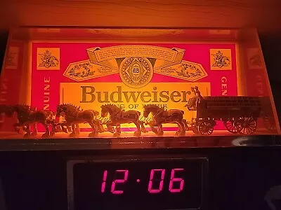 Vintage Budweiser Beer 3D Clydesdale Horse Team Light Up Digital Clock • $179.99