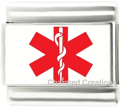 Medical Alert Red Star Of Life Caduceus 9mm Italian Charm For Your ID Bracelet • $4.88