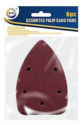 6pc Palm Sander Pads Hook And Loop Triangle Sanding Sheets Grit Sand Paper • £3.29