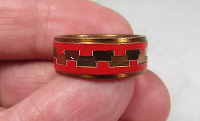 8mm Copper Ring With Red Enamel Men's Womens Casual Band Size 7.5 • $4.99