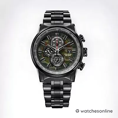 New Citizen Eco-Drive Men's Chronograph Black 43MM Watch CA0805-53X • $185