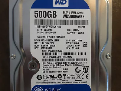 Western Digital WD5000AAKX-08ERMA0 DCM:HBNNKT2MGB 500gb 3.5  Sata Hard Drive • $75.85