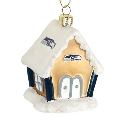 $11.99 • Buy NFL Seattle Seahawks Blown Glass Gingerbread House Ornament 3.25  Tall