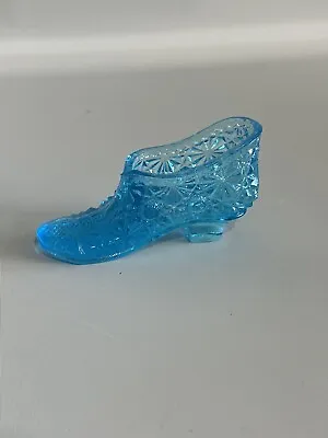 $13 • Buy Vintage Turquoise Blue Fenton Art Glass Slipper Shoe Victorian 
