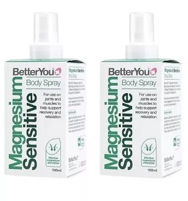 2 X 100ml BetterYou Magnesium Sensitive Body Spray For Joints & Muscles - 200ml • £12.49