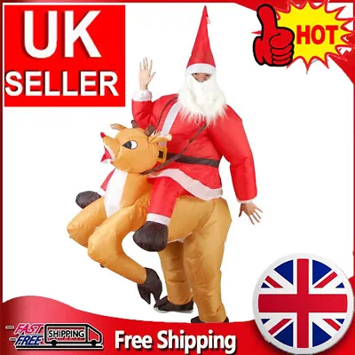 Santa Reindeer Carry Ride On Funny Mens Christmas Fancy Dress Costume 2023 • £27.06