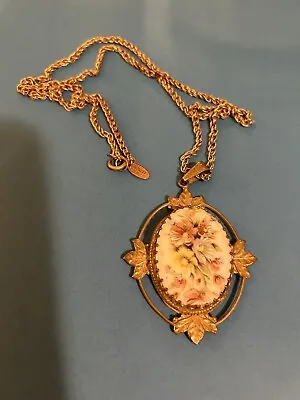 Miriam Haskell Cameo Flower Pendant Necklace  • $150