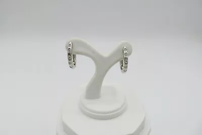 Estate .25CT Round Diamond Huggies 14KT White Gold Fine Earrings • $279.99